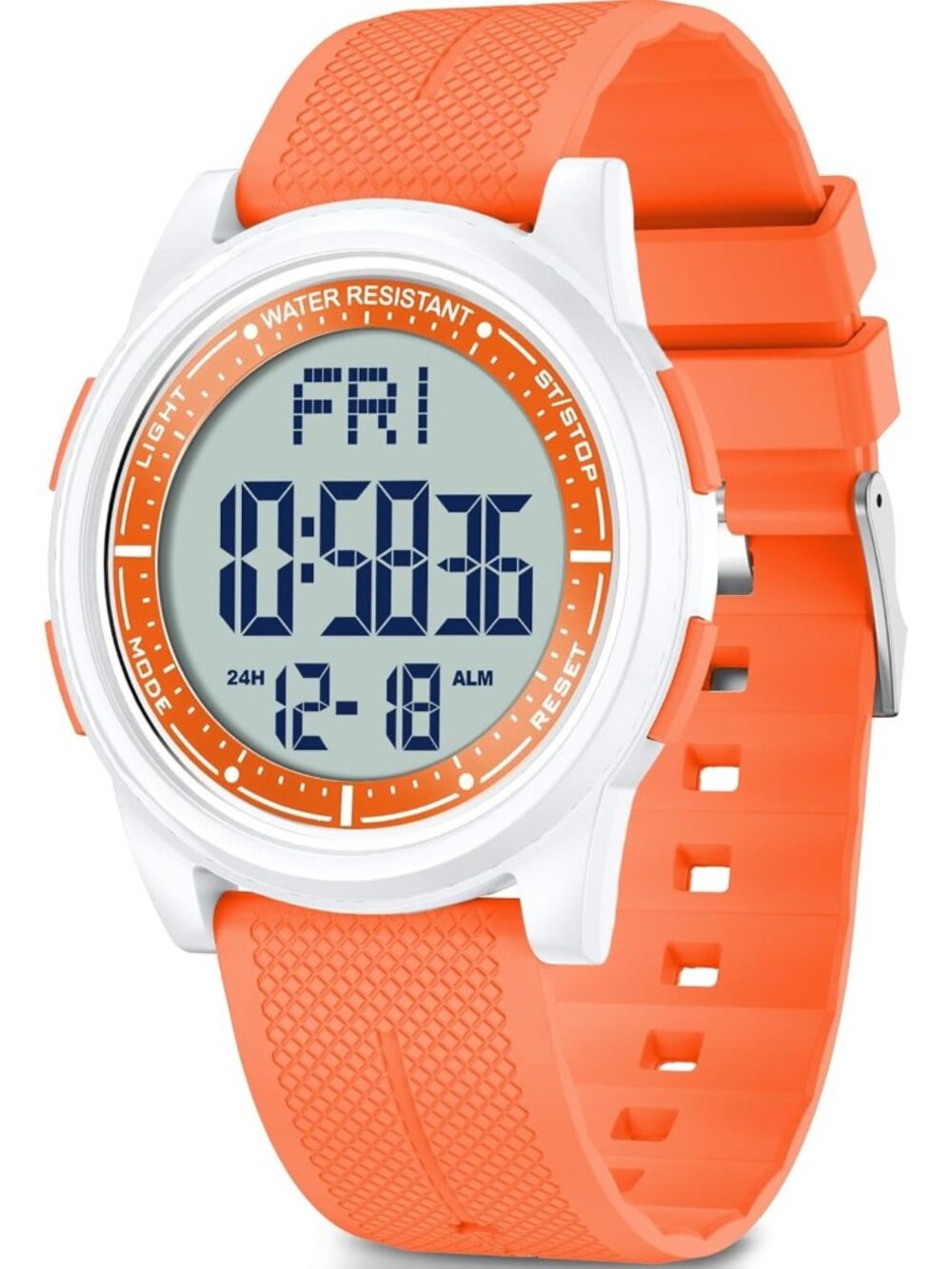 Ultra-Thin Waterproof Digital Sports Watch for Men & Women, 44mm Silicone, Alarm